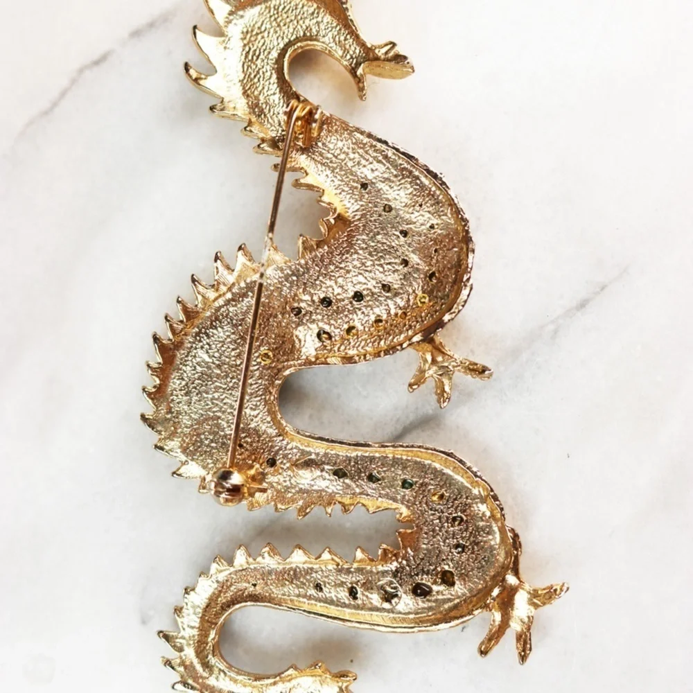 LUNAR NEW YEAR Crystal Encrusted Dragon Brooch 🌙